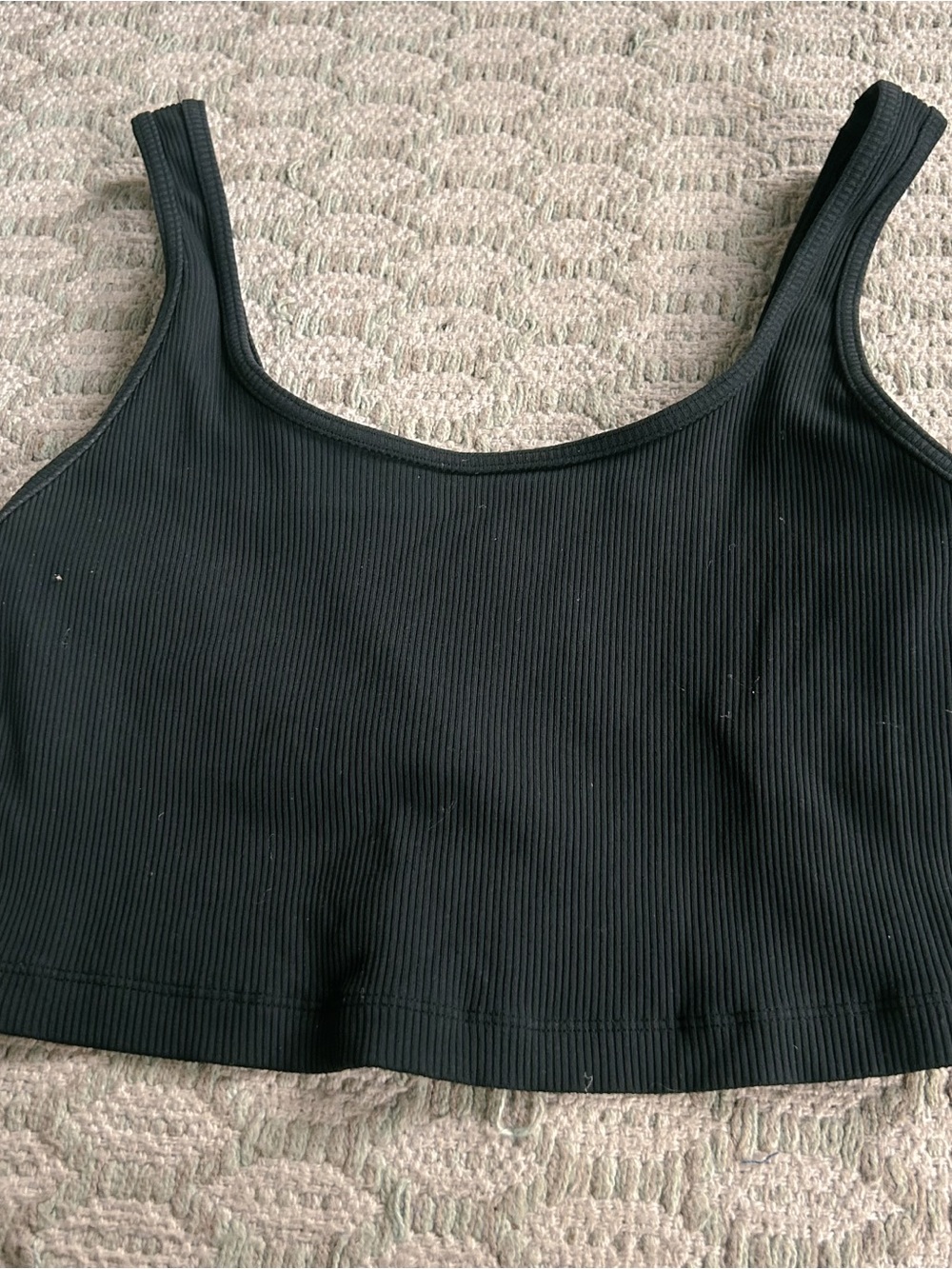 Aerie Ribbed Black Crop Tank Top